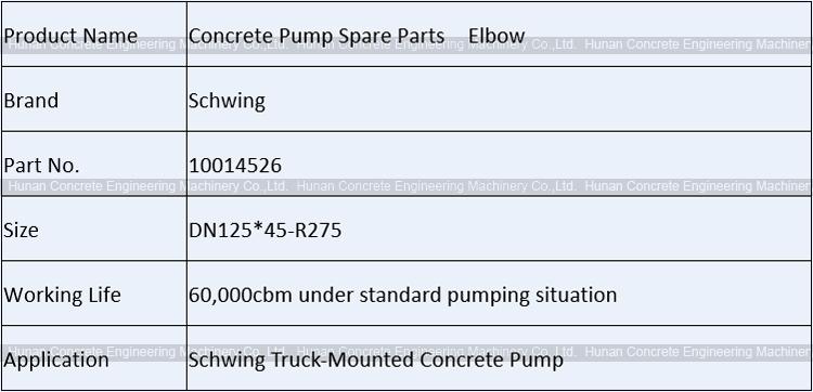 Schwing Elbow DN125 x R275-45 Degree 10014526