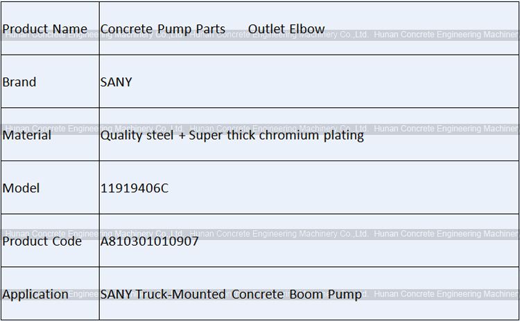 SANY Outlet NO.1 Elbow DN150 DN170