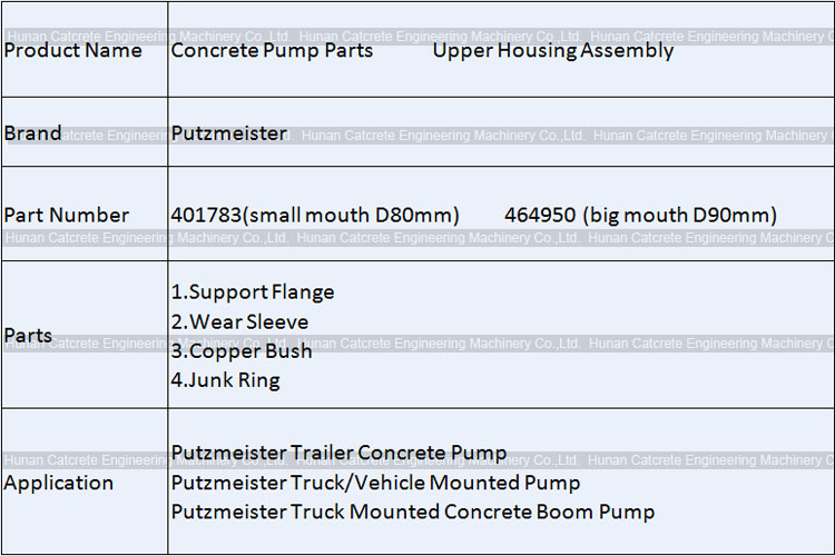 Putzmeister Concrete Pump Parts Big Complete Upper Housing Assy D90mm U464950 